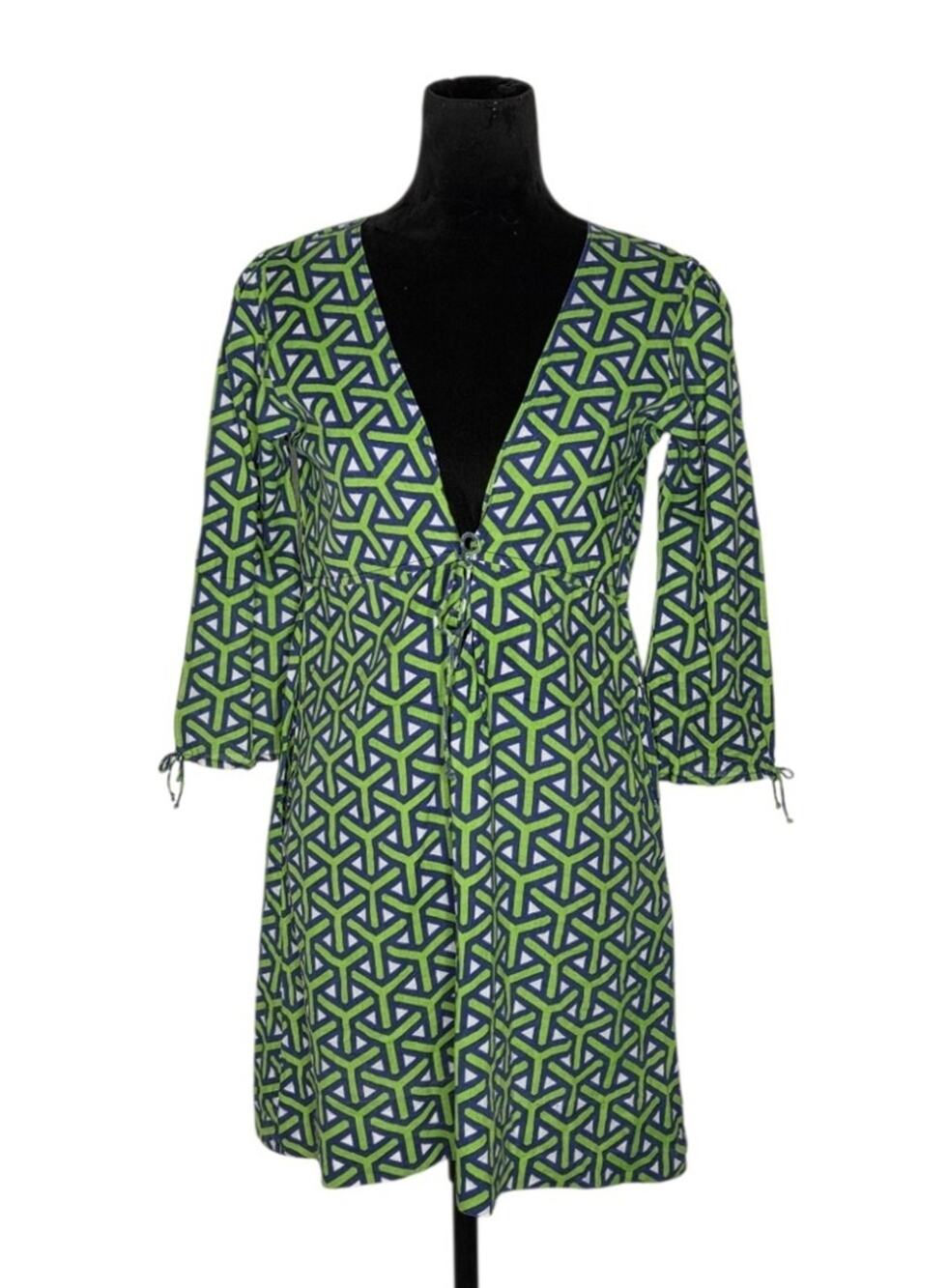 Gretchen Scott 100% Cotton Batik Geometric Print Tunic Mini Dress Resort Size S
